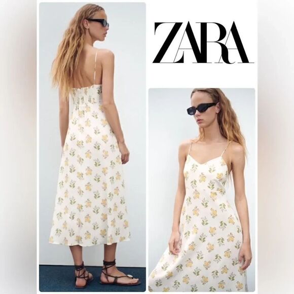 ZARA FLORAL PRINTED MIDI DRESS - Picture 3 of 11